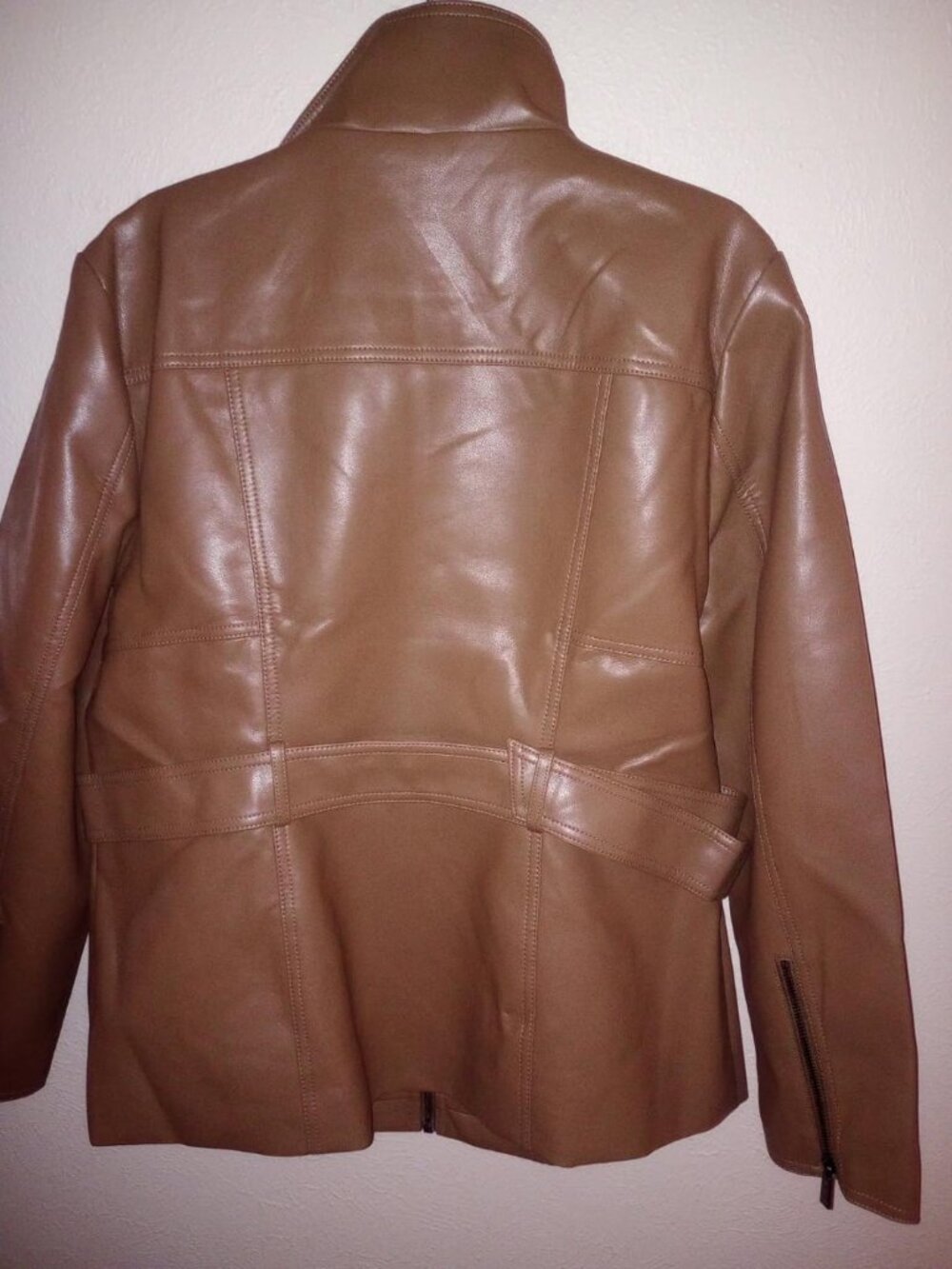 Kenneth Cole Women's Size XL Brown Belted Faux Leather Jacket NWT - Picture 5 of 5